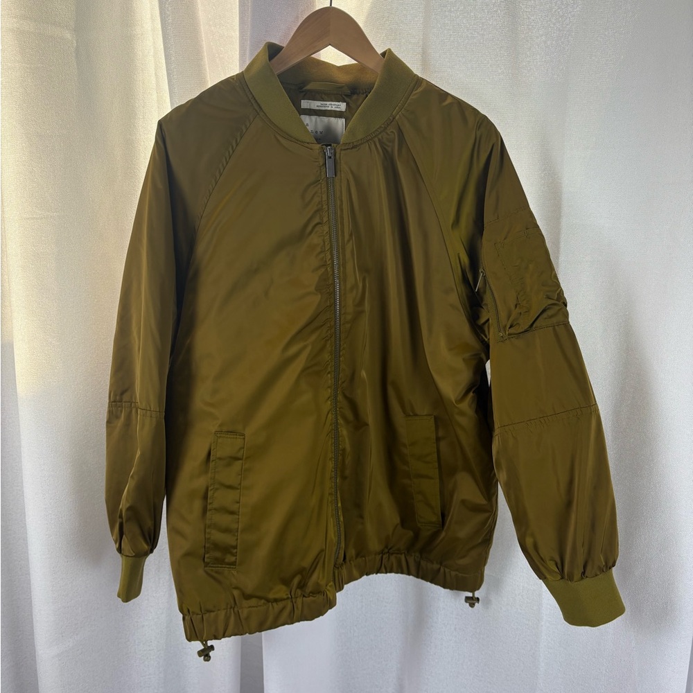 SHINY GOLD GREEN OVERSIZED BOMBER‎ JACKET Target A New Day Size Large EUC - Picture 3 of 11